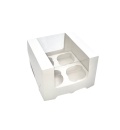 Картонная упаковка под капкейки 4 штуки, серия "Fupeco RWinPack" Премиум с круговым окном, из бел/бел картона. Размер 160*160*110 мм.