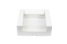 Коробка для торта 190*185*75мм с круговым окном, серии "Fupeco RWinCakeBox" Премиум, бел/бел