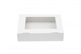 Картонный контейнер - папка из мелованного картона с окном и ламинацией, р-р "L" 200*150*45мм, 1350 мл, серия "Fupeco Fresh WinFolder" Стандарт  бел/бел
