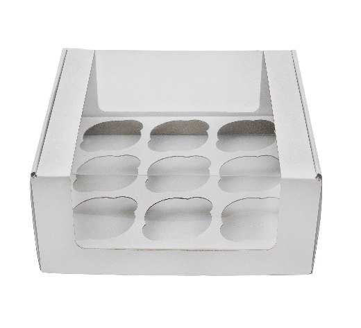 Коробка для капкейков на 9шт с круговым окном р-р 242*240*110мм серия "Fupeco RWinPack" Премиум бел/бел