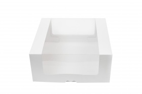 Коробка для торта 290*290*130 с круговым окном, серии "Fupeco RWinCakeBox" Премиум, бел/бел