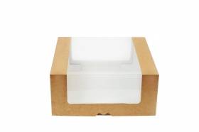 Коробка для торта 290*290*130 с круговым окном, серии "Fupeco RWinCakeBox" Премиум, бур/бел