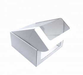 Коробка для торта 290*290*160 мм с круговым окном, серии "Fupeco RWinCakeBox" Премиум, бел/бел