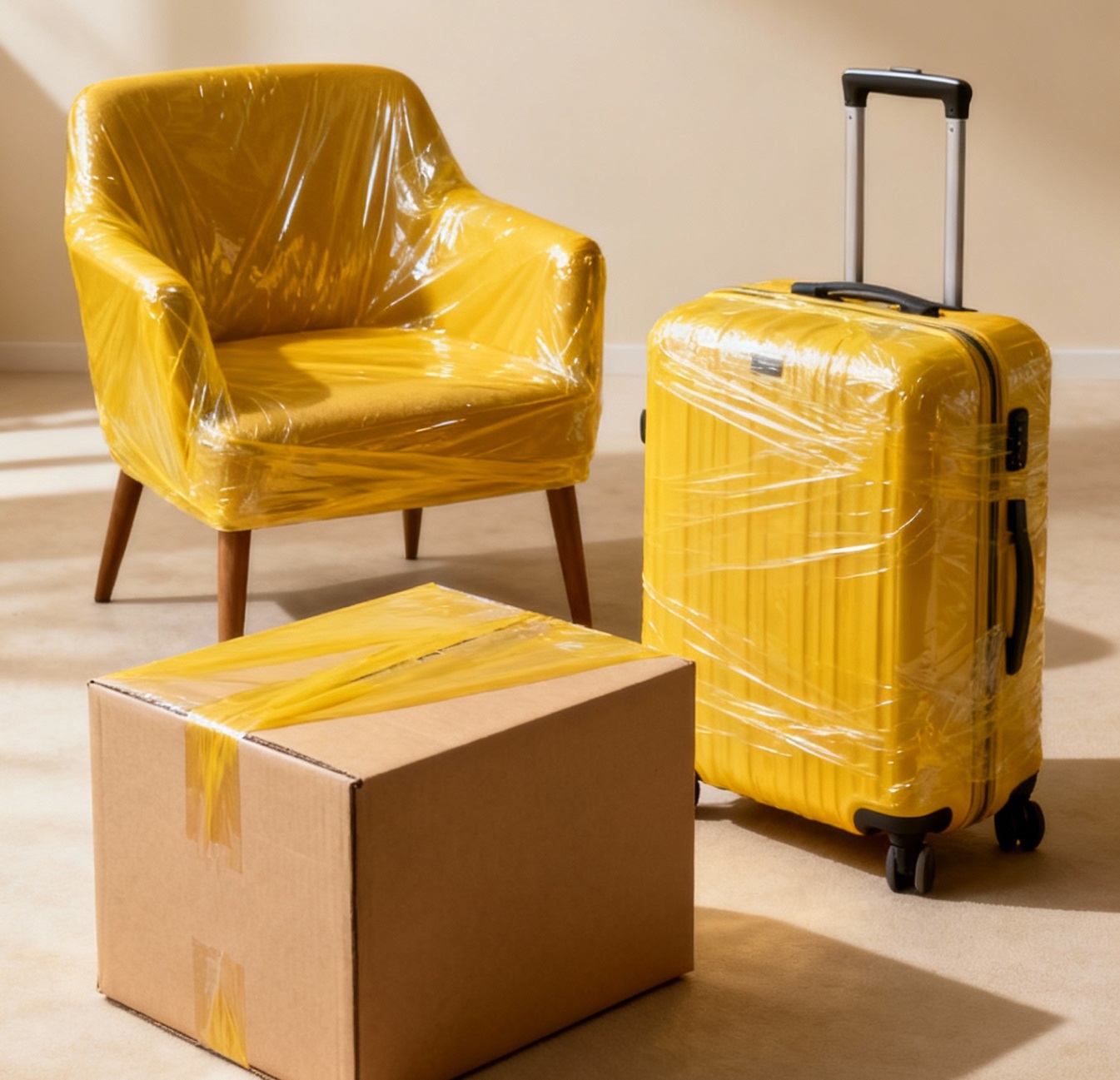 Стрейч-пленка цветная желтая 17мкм; 20мкм;23мкм/500мм -1,0 кг (вес)