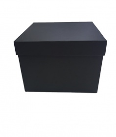 Коробка картонная для белья серия "Квадрат Люкс". Декоративная р-р 250*250*180мм. Цвет черный/белый. Крышка + дно.
