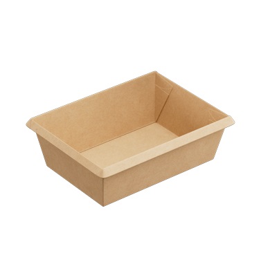 Картонная салатница с прозрачной крышкой, р-р 100*135*45мм, 400мл, серия "Fupeco Fresh CapTray" бур/бур