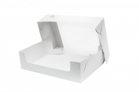 Коробка для торта 280*185*75мм с круговым окном, серия "Fupeco RWinCakeBox" Премиум бел/бел