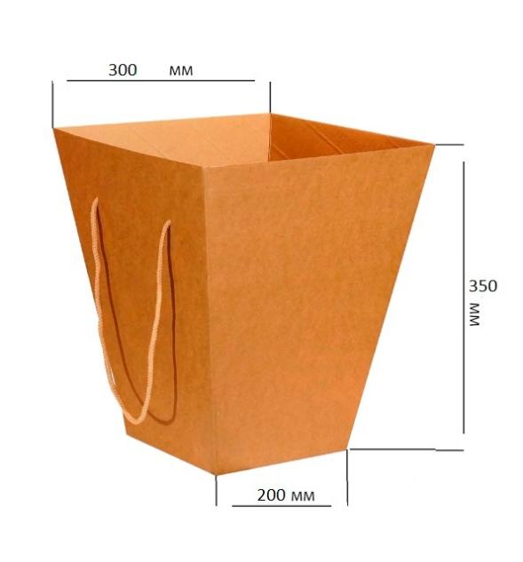 Картонная коробка для доставки букетов, из гофрокартона бур/бур, трапеция, р-р 200*300*350