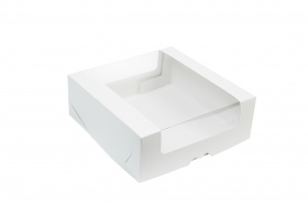 Упаковка для пирожных 190*185*75мм с круговым окном, серии "Fupeco RWinCakeBox" Премиум, бел/бел