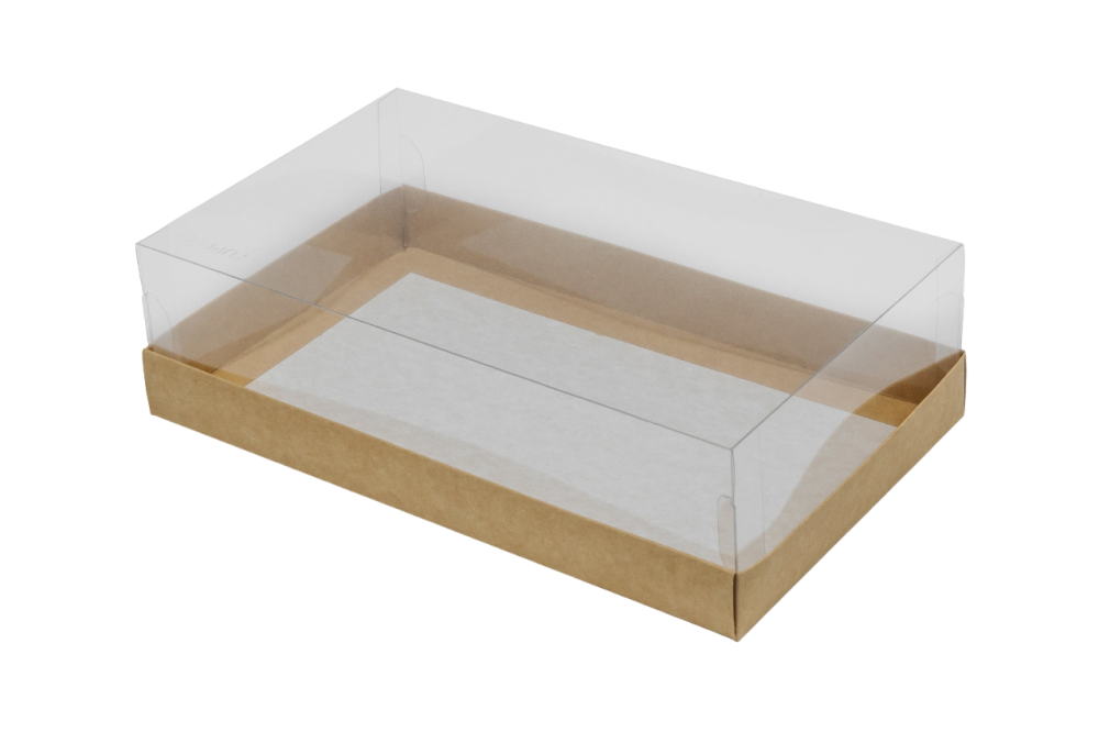 Упаковка для пирожных и кейк-попсов на 5шт с прозрачной пластиковой крышкой, Серия "Fupeco GlassTopCakePopsBox" Премиум, бур/бел. Размер 250*150*70 мм.