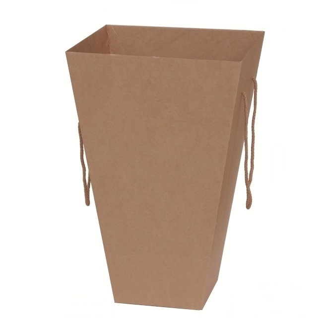 Коробка картонная для доставки букетов, трапеция, из гофрокартона, бур/бур, р-р 230*480*580 мм
