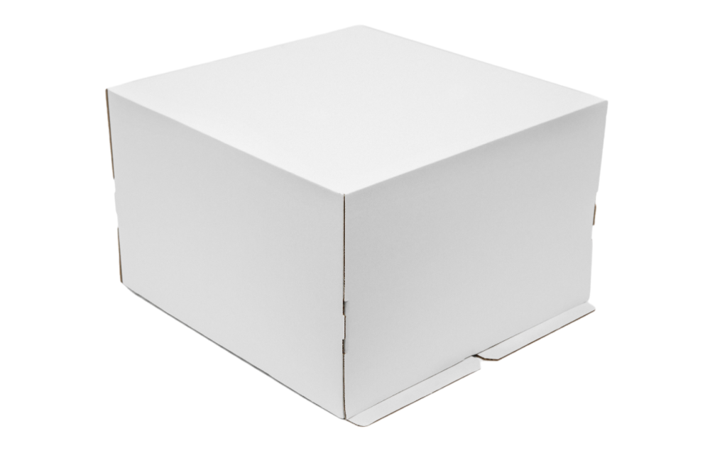 Гофрированная коробка для торта от 1 до 3кг из гофрокартона бел/бур серия "Fupeco CakeBox" Эконом 300*300*190 (Д 15-29см)