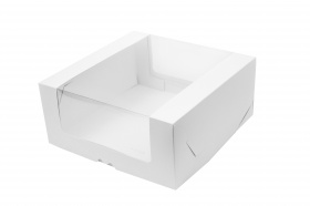 Коробка для торта 290*290*130 с круговым окном, серии "Fupeco RWinCakeBox" Премиум, бел/бел