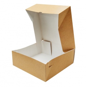 Коробка для торта серия "Fupeco CakeBox" от 1 до 3 кг из крафт бур/бел картона. Р-р 325*325*120 ( Д 25-32см)