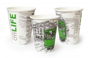 Стаканы бумажные однослойные для горячих напитков,300мл серия "Big City Life"
