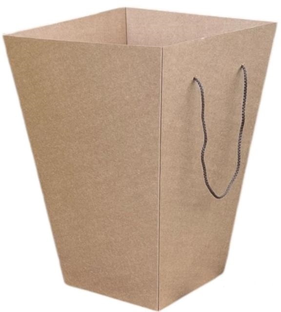 Коробка картонная для доставки букетов, из гофрокартона, трапеция, бур/бур, р-р 180*340*540 мм