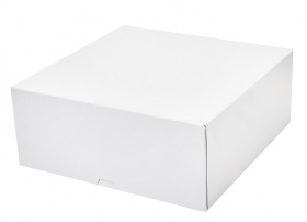 Упаковка для торта серия "Fupeco CakeBox Эконом" от 1 до 3 кг из мелованного картона 390 г/м2. Р-р 255*255*105мм, бел/сер (Д 15-25 см)