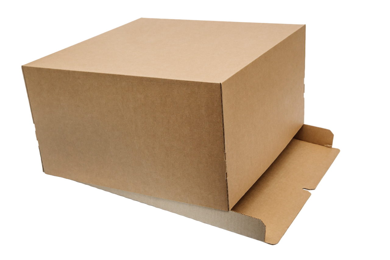 Гофрированная картонная коробка 400*400*220 для торта от 1 до 6кг бур/бур серия "Fupeco CakeBox" Эконом (Д 15-39см)