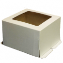 Гофрированная коробка для торта c прозрачным окном на крышке серия "Fupeco WinCakeBox" 300*300*300 от 1 до 4 кг бел/бур (Д 15-29см)
