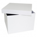 Коробка картонная для белья серия "Квадрат Люкс". Декоративная р-р 250*250*180мм. Цвет белый/белый. Крышка + дно. 