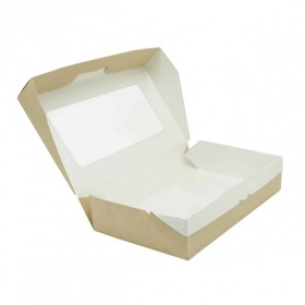 Коробка картонная с ламинацией и прозрачным окном для кейк попсов на 4 шт, Стандарт из бур/бел крафт картона. Размер 200*150*45