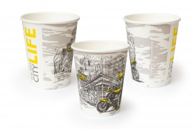 Стаканчики бумажные однослойные для горячих напитков, 250мл серия "Big City Life"