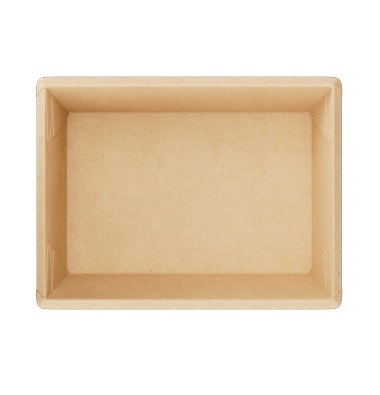 Картонная салатница с прозрачной крышкой, р-р 100*135*45 мм, 400мл, серия "Fupeco Fresh CapTray" бур/бур