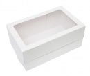 Картонная упаковка с прозрачным окном серия "Fupeco WinSweetBox" для пирожных, из бел/бел мелованного картона. Размер 330*250*100 мм.