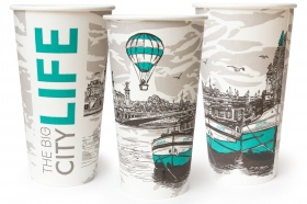 Стаканы бумажные однослойные для горячих напитков, 500мл серия "Big City Life"