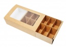 Упаковка из картона для макарун, на 12 шт с прозрачным окном и разделенными ячейками, Серия "Fupeco WinMacCase" из бур/бел крафт картона. Размер 185*120*60 мм.