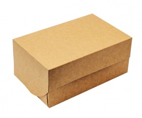 Упаковка картонная серия "Fupeco SweetBox" Стандарт для пирожного и выпечки из крафт бур/бел картона.  Р-р 200*100*75 до 1 кг