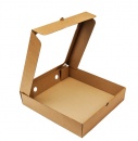 Гофрированная картонная коробка для пирога с окном серия "Fupeco WinPieBox" Крафт, 280*280*70 из 3-х слойного микрогофрокартона бур/бур (Д 25-28 см)