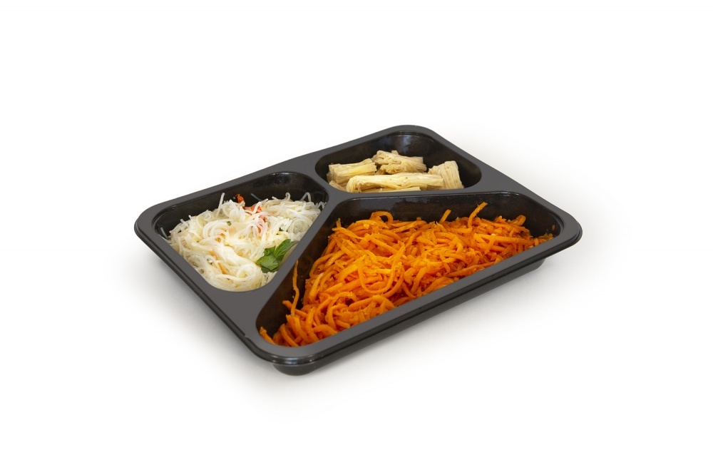 Контейнер - ланч-бокс пластиковый с прозрачной крышкой (КД 401/3) 3х секционный для обедов, р-р внешний 227*177*36мм