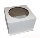 Гофрированная коробка для торта с прозрачным окном на крышке серия "Fupeco WinCakeBox" 400*400*290 для торта 1- 8 кг (Д 15-39см) бел/ бур